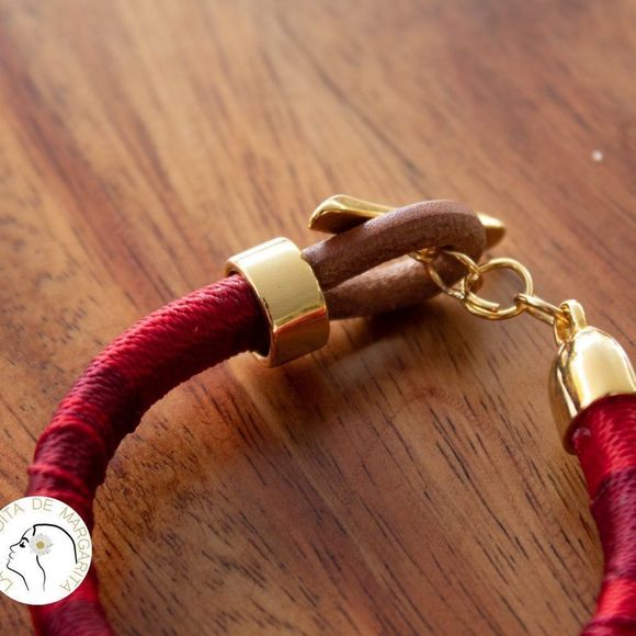 Handmade colorful bracelet gold plated adjustable new red - Picture 3 of 5